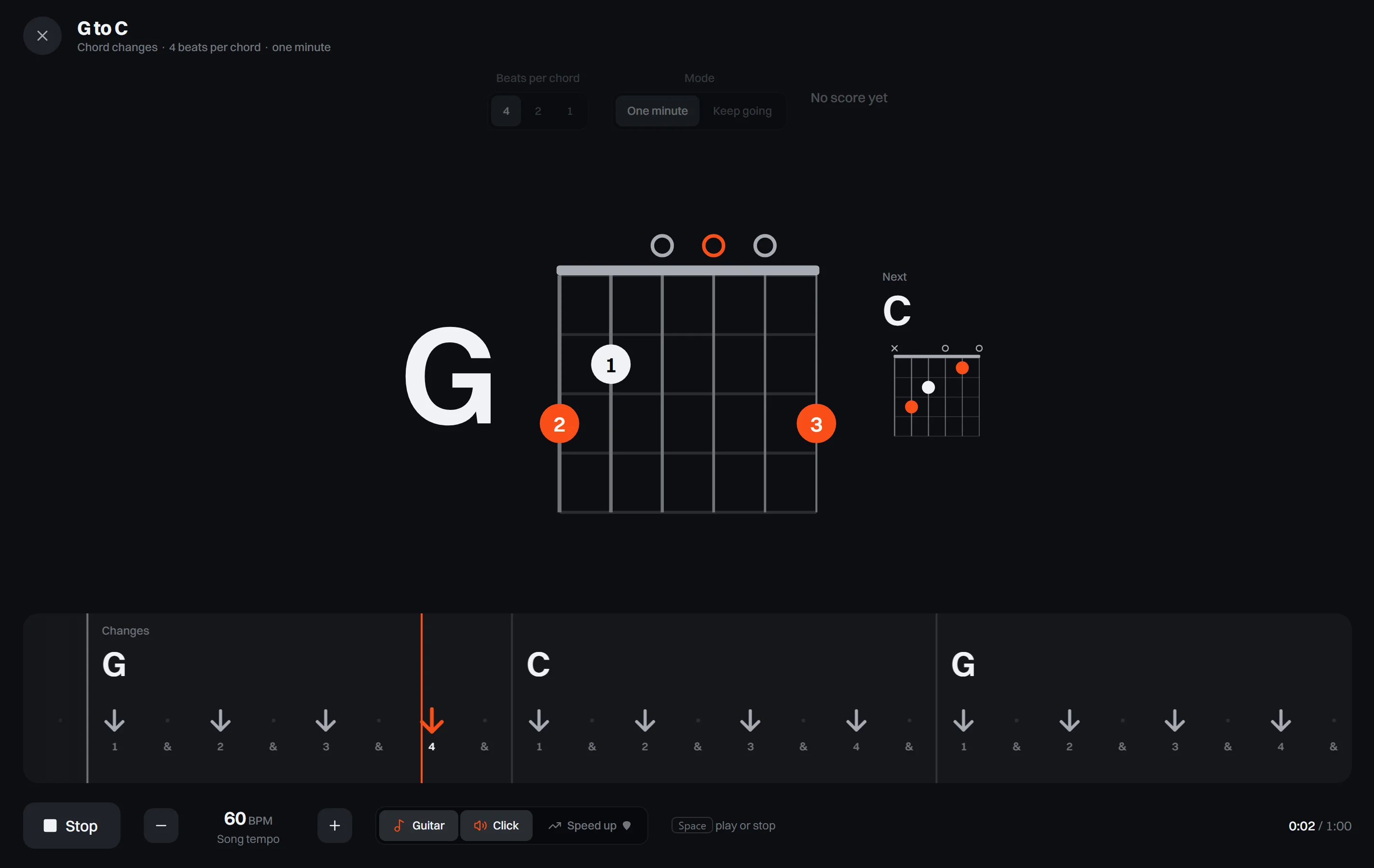 One-minute chord changes